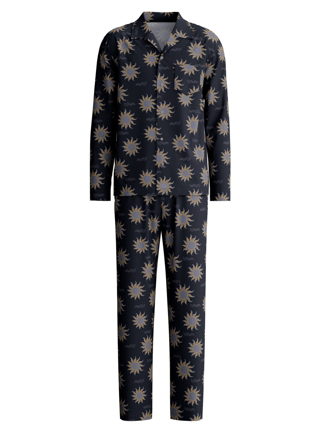 Men - Button-Up Pyjama made of 100% Cotton in Blue, Patterned, from the EDITION 85 series by CALIDA