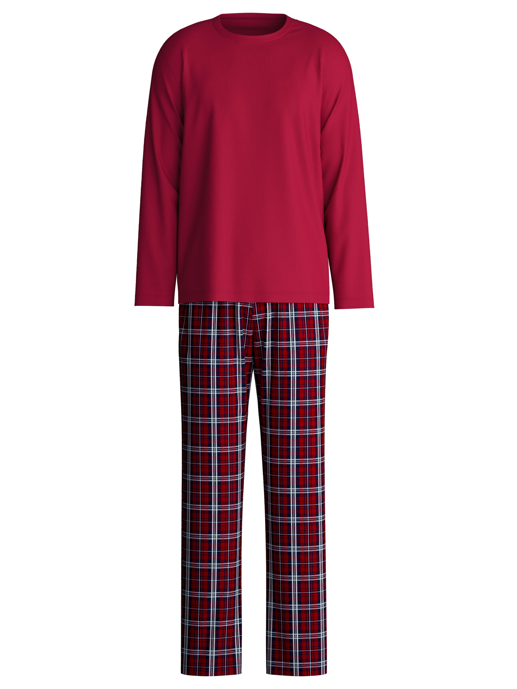 Homme - Pyjama, longue en 100% coton de couleur Rouge, À carreaux, de la série Family & Friends de CALIDA