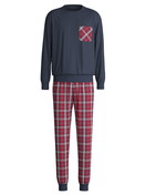 Men - Pyjama with cuff made of 100% Cotton in Blue, Checked, from the Family & Friends series by CALIDA
