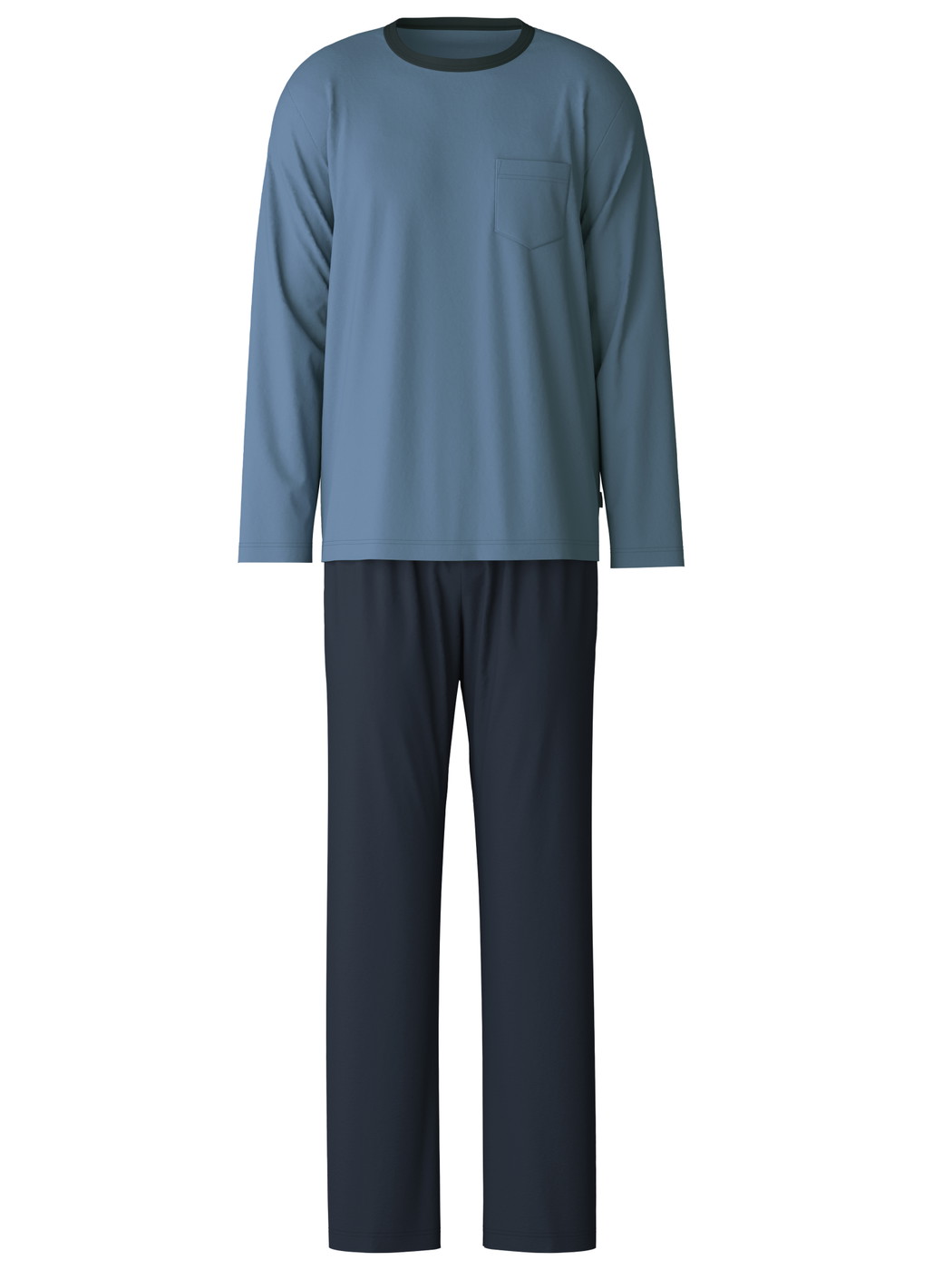 Men - Pyjama made of 100% Cotton in Blue, Unicoloured, from the Relax Essentials series by CALIDA