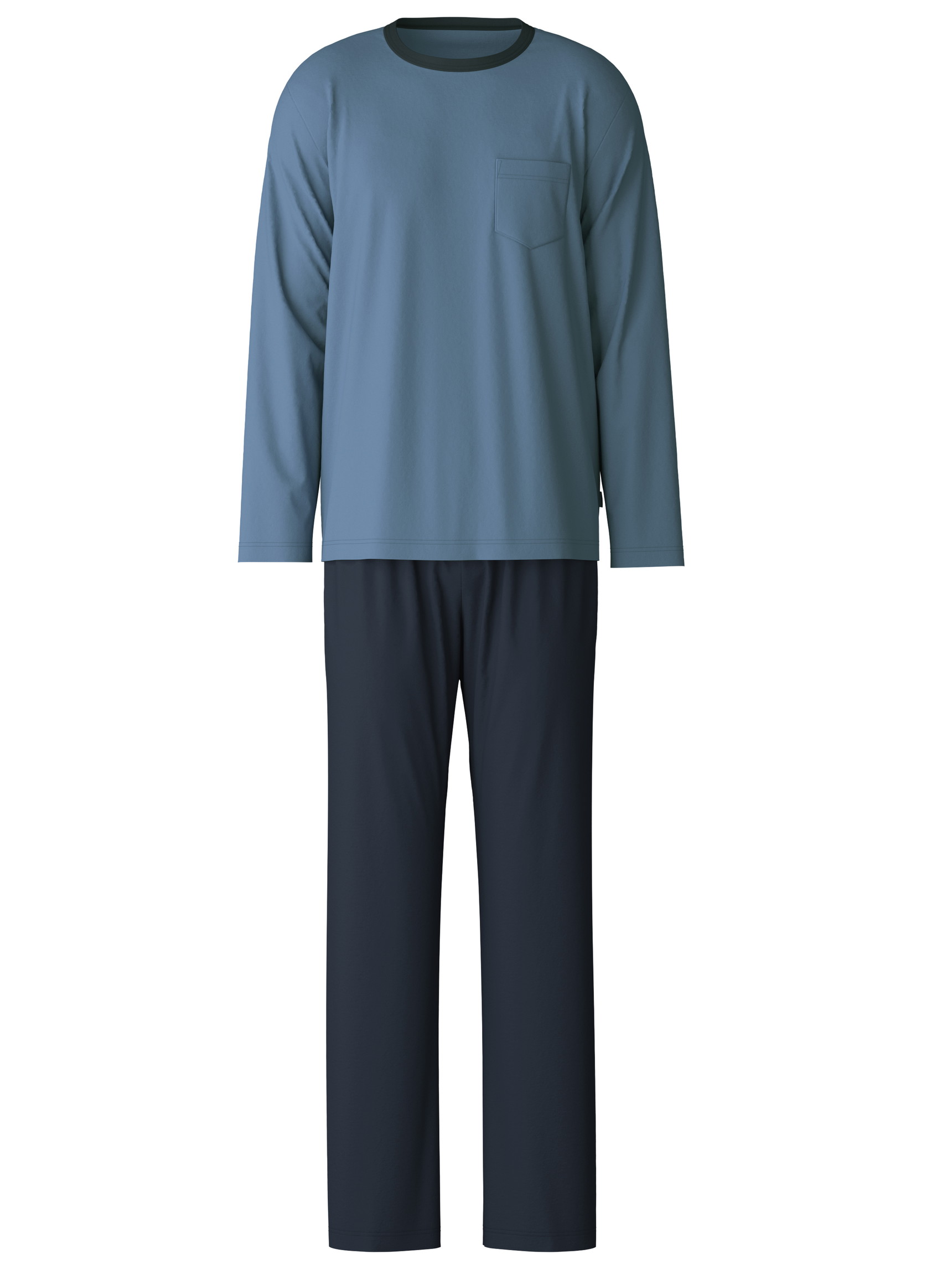 Men - Pyjama made of 100% Cotton in Blue, Unicoloured, from the Relax Essentials series by CALIDA