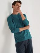 Men model is wearing Pyjama made of 100% Cotton in Turquoise, Unicoloured from the Relax Essentials series by CALIDA, Outfit