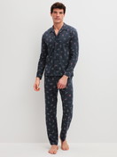 Men model is wearing  made of 100% Cotton in Blue, Patterned from the Family & Friends series by CALIDA, Front view