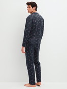 Men model is wearing  made of 100% Cotton in Blue, Patterned from the Family & Friends series by CALIDA, Back view