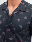 Men model is wearing  made of 100% Cotton in Blue, Patterned from the Family & Friends series by CALIDA, Detail