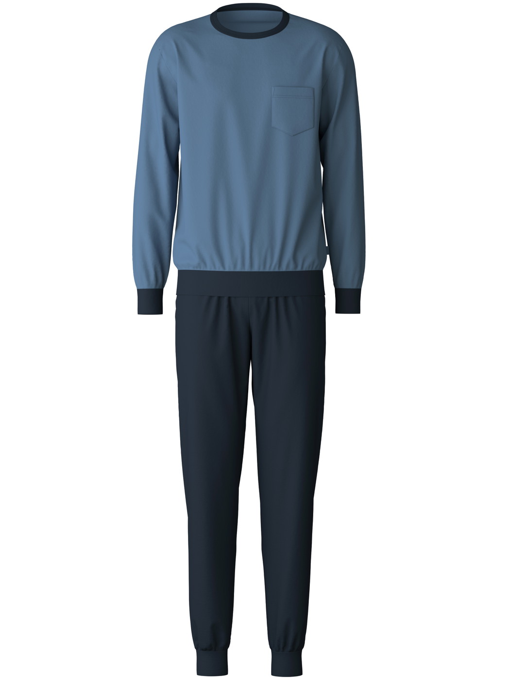 Uomo - Pigiama con polsini in 100% cotone di colore Blu, Tinta unita, della serie Relax Essentials di CALIDA