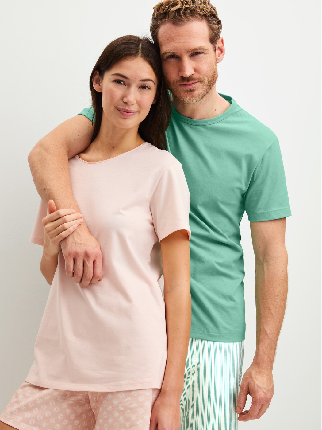 Men model is wearing Short pyjama made of 100% Cotton in Green, Striped from the Relax Easter series by CALIDA, Additional Image