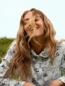 Women model is wearing Button-Up Pyjama made of 100% Cotton in Blue, Patterned from the Swiss Resort series by CALIDA, Additional Image