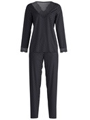 Damen - Pyjama, lang aus Baumwolle in Schwarz, Spitze aus Serie Deep Dreams von CALIDA