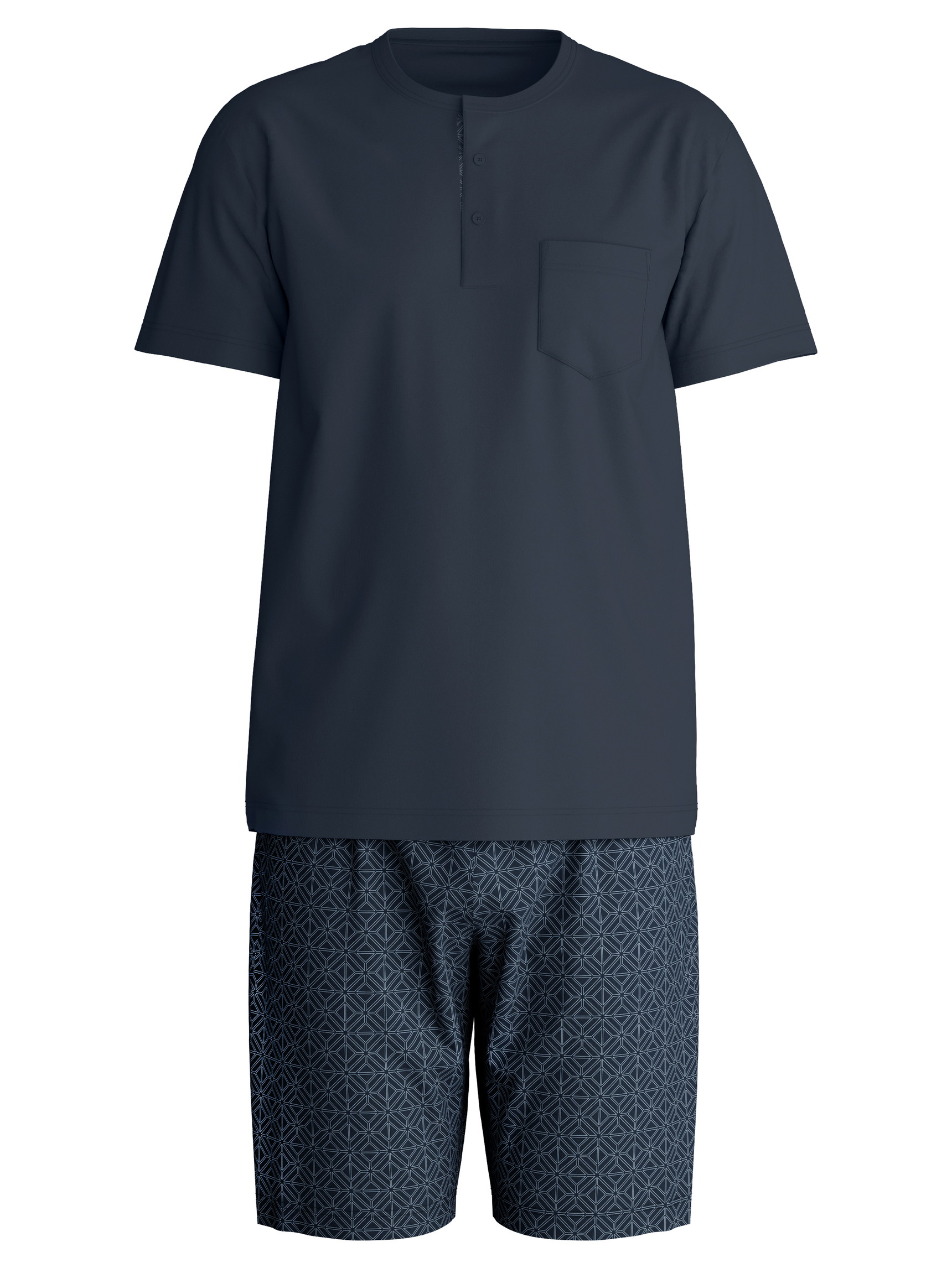 Men - Short pyjama made of 100% Cotton in Blue, Patterned, from the Relax Selected 2 series by CALIDA