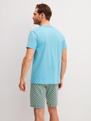 Men model is wearing Short pyjama made of 100% Cotton in Green, Patterned from the Cotton Special series by CALIDA, Back view