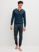 Men model is wearing Pyjama with cuff made of 100% Cotton in Grey, Floral from the Relax Selected 4 series by CALIDA, Front view