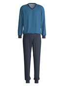 Men - Pyjama with cuff made of 100% Cotton in Turquoise, Patterned, from the Nightwear Xtra series by CALIDA