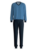 Men - Pyjama with cuff made of 100% Cotton in Blue, Patterned, from the Nightwear Xtra series by CALIDA