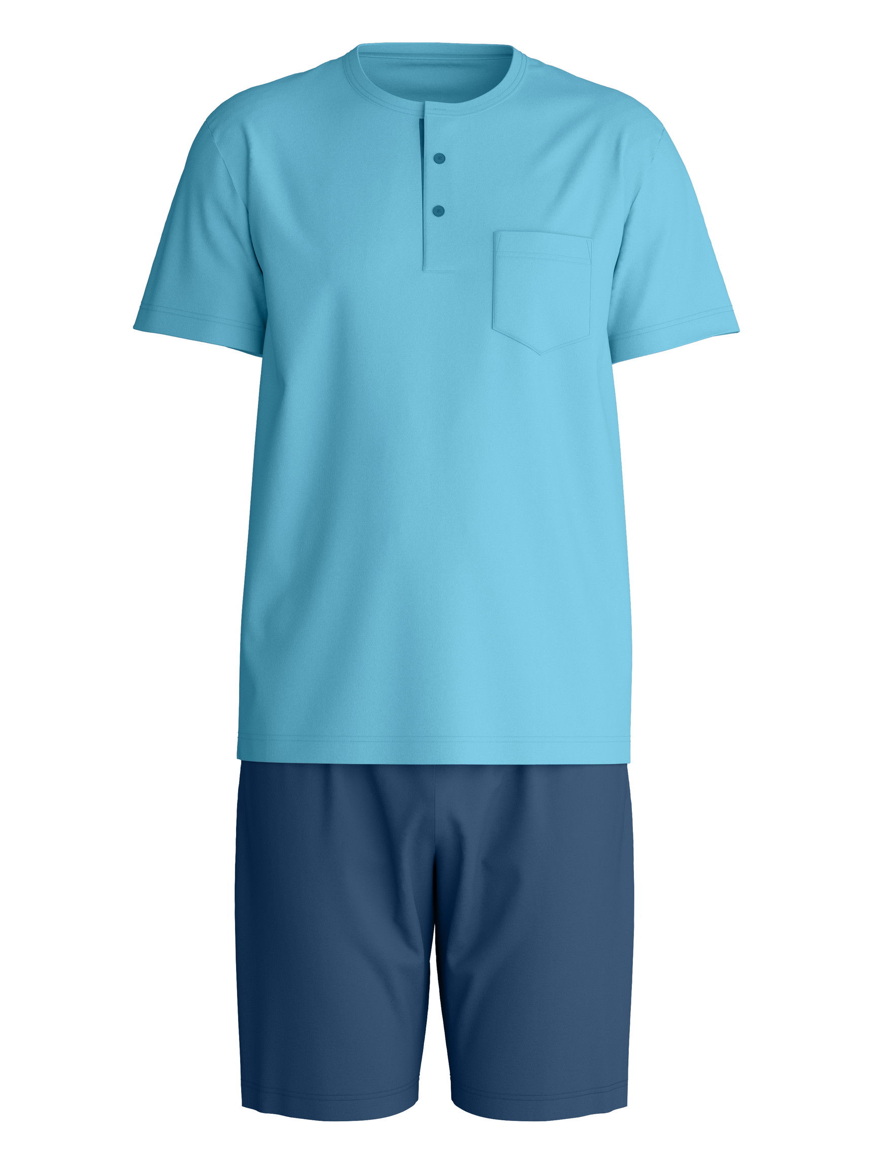 Men - Short pyjama made of Pima® Cotton in Blue, Patterned, from the Relax Superlight series by CALIDA