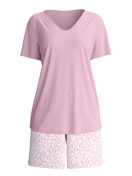 Damen - Kurz-Pyjama aus 100% Baumwolle in Violett, Gemustert aus Serie Blooming Nights von CALIDA