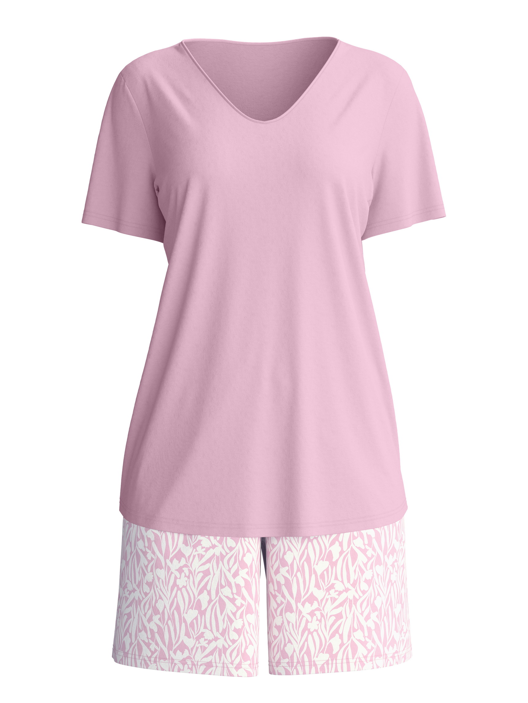 Damen - Kurz-Pyjama aus 100% Baumwolle in Violett, Gemustert aus Serie Blooming Nights von CALIDA