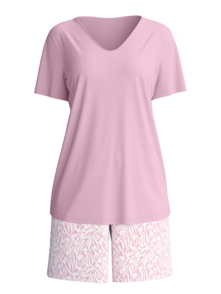 Femme - Pyjama court en 100% coton de couleur Violet, À motifs, de la série Blooming Nights de CALIDA