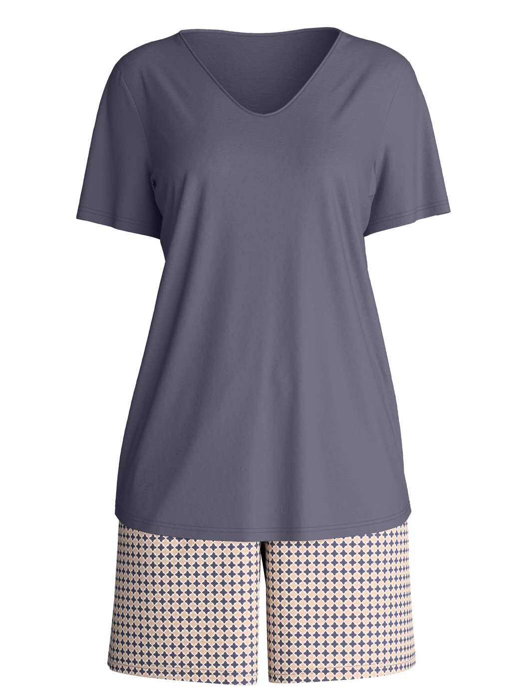 Damen - Kurz-Pyjama aus 100% Baumwolle in Blau, Gemustert aus Serie Graphic Nights von CALIDA