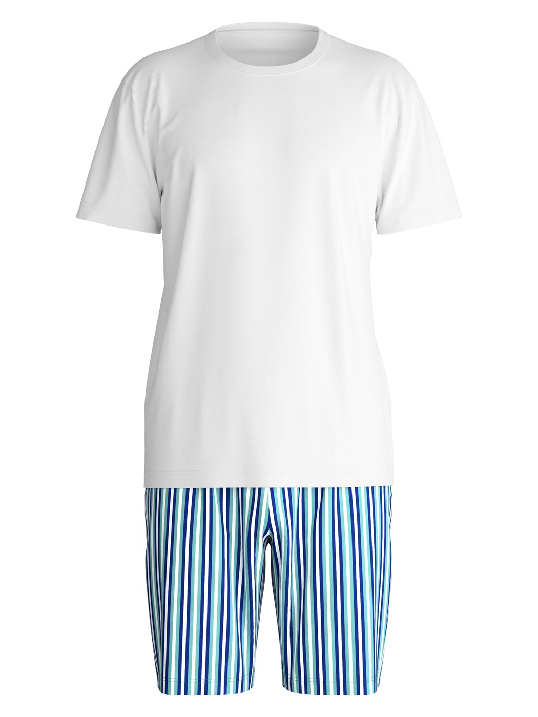 Uomo - Pigiama corto in 100% cotone di colore Blu, A righe, della serie Relax Streamline 4 di CALIDA