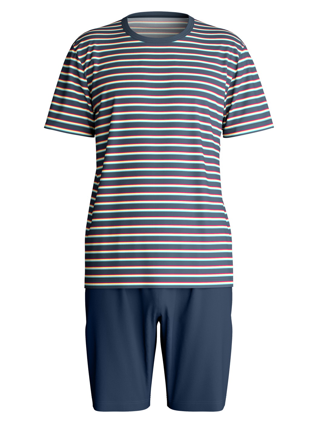 Uomo - Pigiama corto in 100% cotone di colore Blu, A righe, della serie Relax Streamline 3 di CALIDA