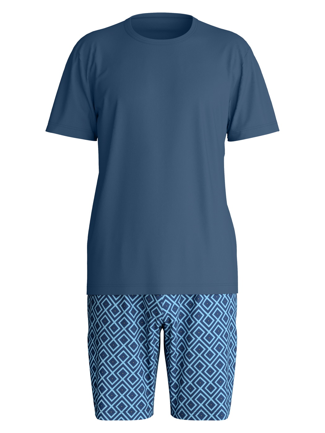 Men - Short pyjama made of 100% Cotton in Blue, Checked, from the Relax Streamline 2 series by CALIDA