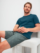 Men model is wearing Short pyjama made of 100% Cotton in Turquoise, Patterned from the Relax Streamline 1 series by CALIDA, Additional Image