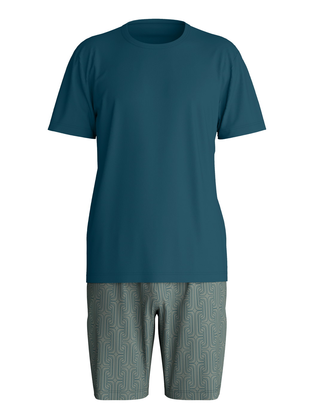 Men - Short pyjama made of 100% Cotton in Turquoise, Patterned, from the Relax Streamline 1 series by CALIDA