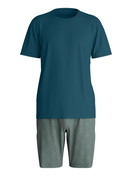 Men - Short pyjama made of 100% Cotton in Turquoise, Patterned, from the Relax Streamline 1 series by CALIDA
