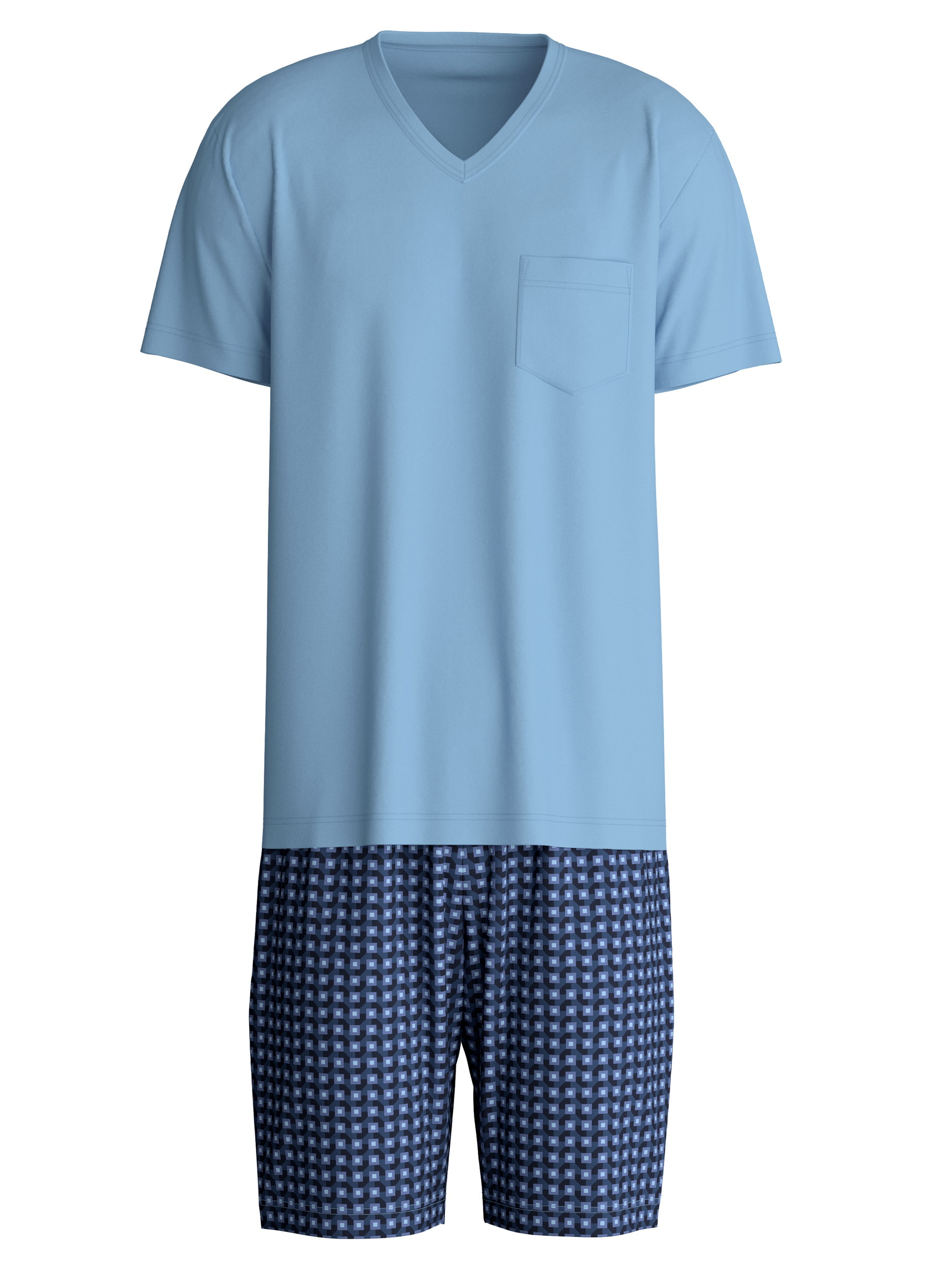 Herren - Kurz-Pyjama aus 100% Baumwolle in Blau, Kariert aus Serie Relax Streamline 1 von CALIDA