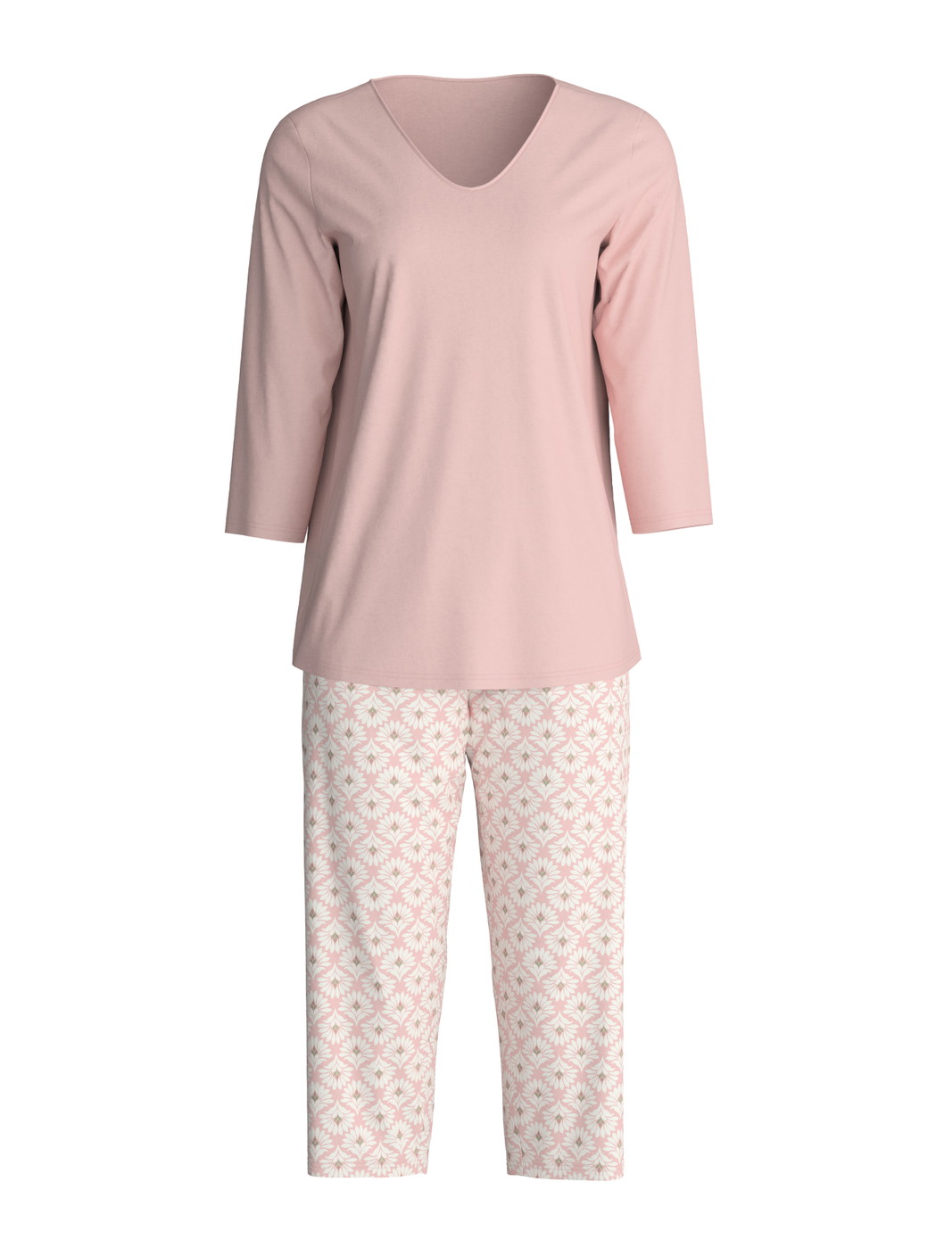 Women - Capri Pyjama made of 100% Cotton in Pink, Floral, from the Cotton Special series by CALIDA