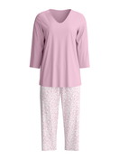 Donna - Pigiama capri in 100% cotone di colore Viola, Modello, della serie Blooming Nights di CALIDA