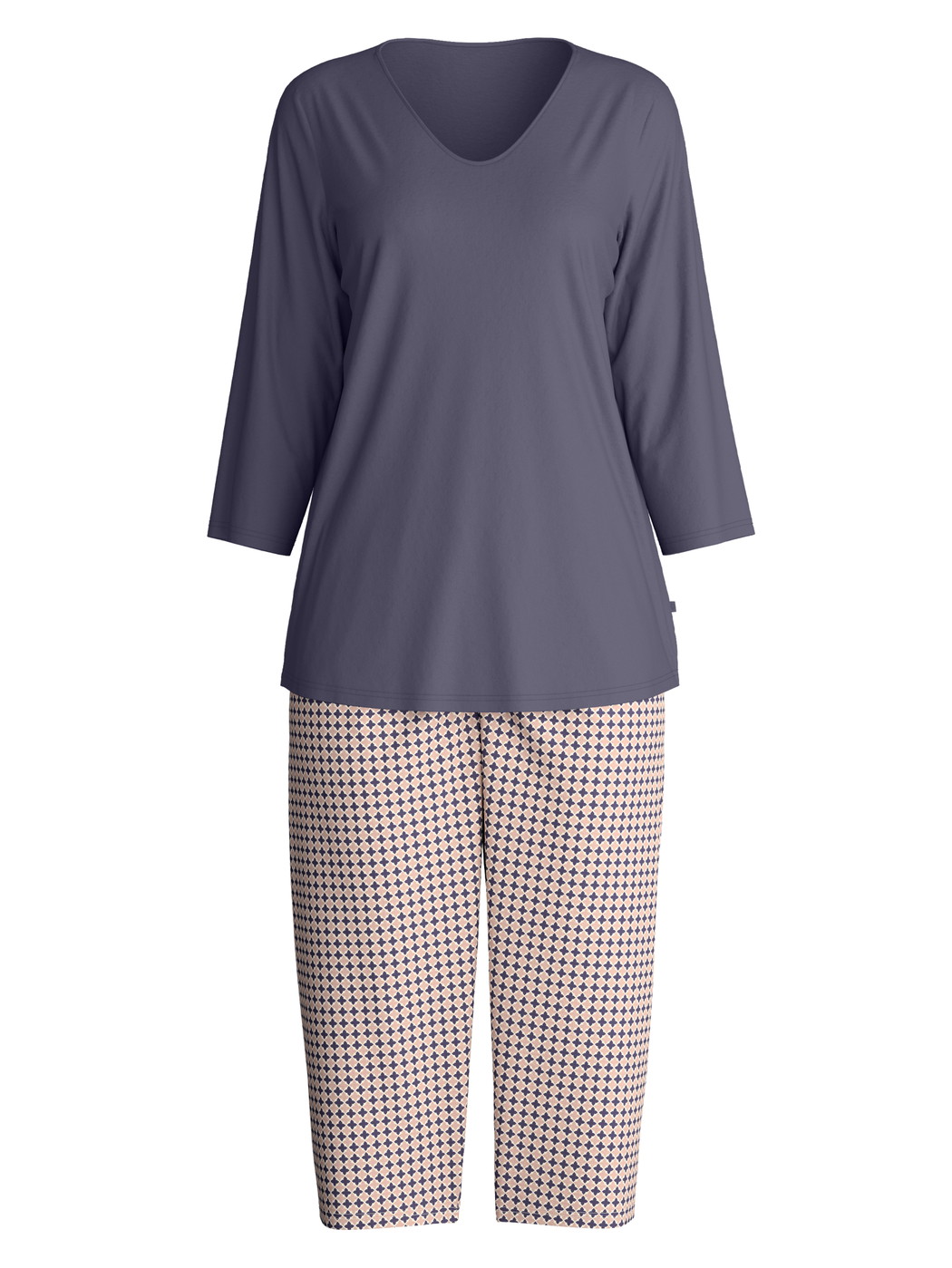 Women - Capri Pyjama made of 100% Cotton in Blue, Patterned, from the Graphic Nights series by CALIDA
