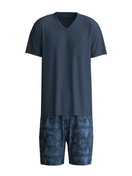 Herren - Kurz-Pyjama aus 100% Baumwolle in Blau, Gemustert aus Serie Relax Streamline 1 von CALIDA