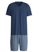 Uomo - Pigiama corto in 100% cotone di colore Blu, A scacchi, della serie Relax Streamline 2 di CALIDA