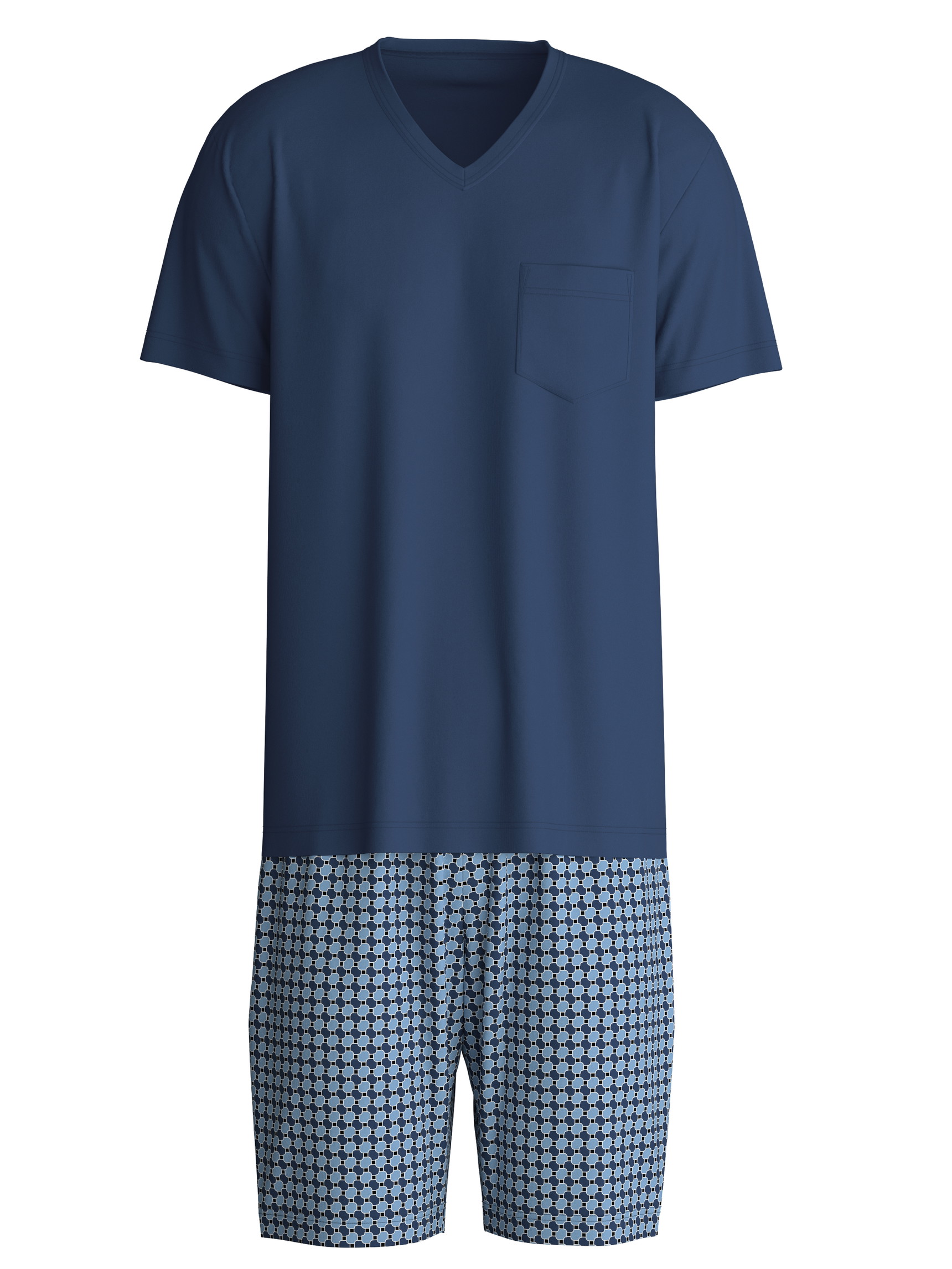 Uomo - Pigiama corto in 100% cotone di colore Blu, A scacchi, della serie Relax Streamline 2 di CALIDA