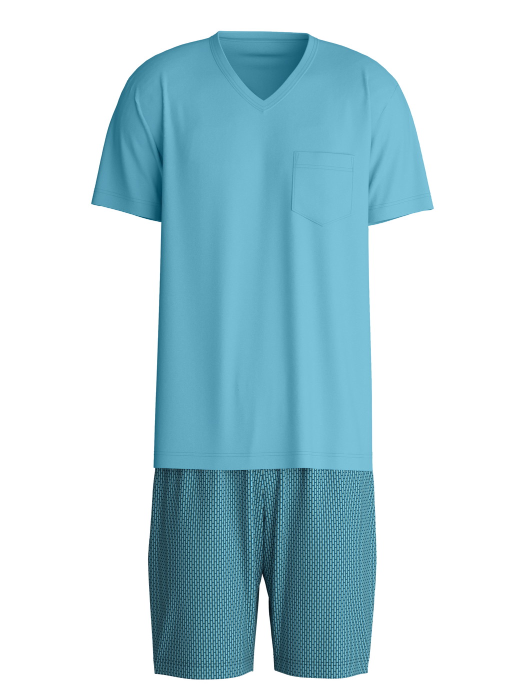 Men - Short pyjamas made of 100% Cotton in Blue, Patterned, from the Relax Streamline 1 series by CALIDA