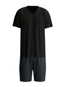 Herren - Kurz-Pyjama aus 100% Baumwolle in Schwarz, Gemustert aus Serie Relax Streamline 2 von CALIDA
