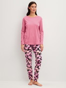 Women model is wearing Pyjamas, long made of 100% Cotton in Pink, Floral from the Autumn Dreams series by CALIDA, Front view
