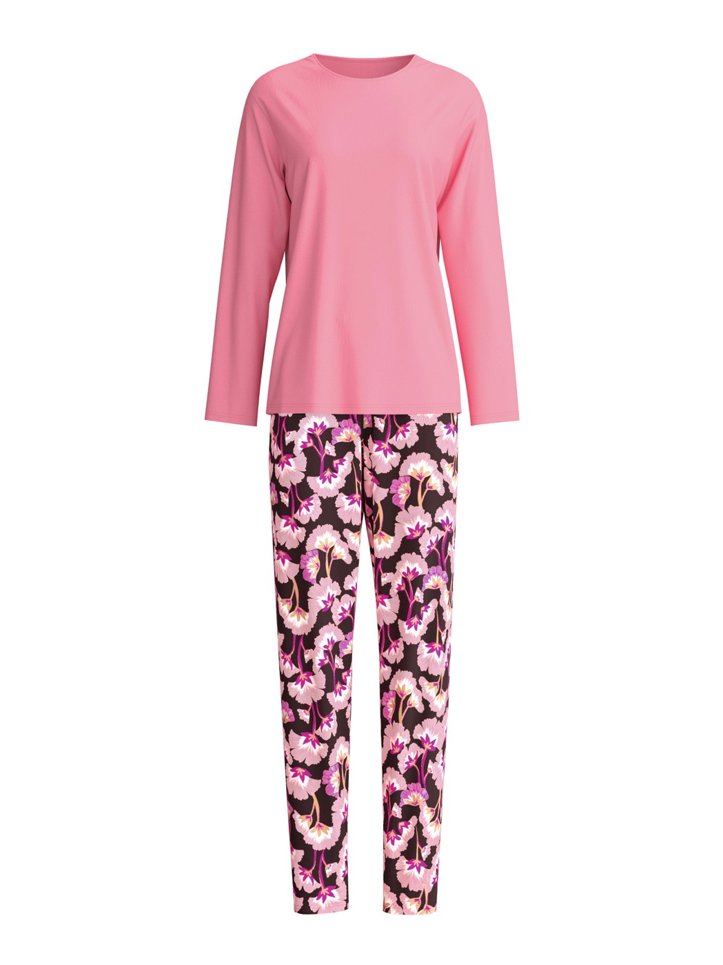 Women - Pyjamas, long made of 100% Cotton in Pink, Floral, from the Autumn Dreams series by CALIDA