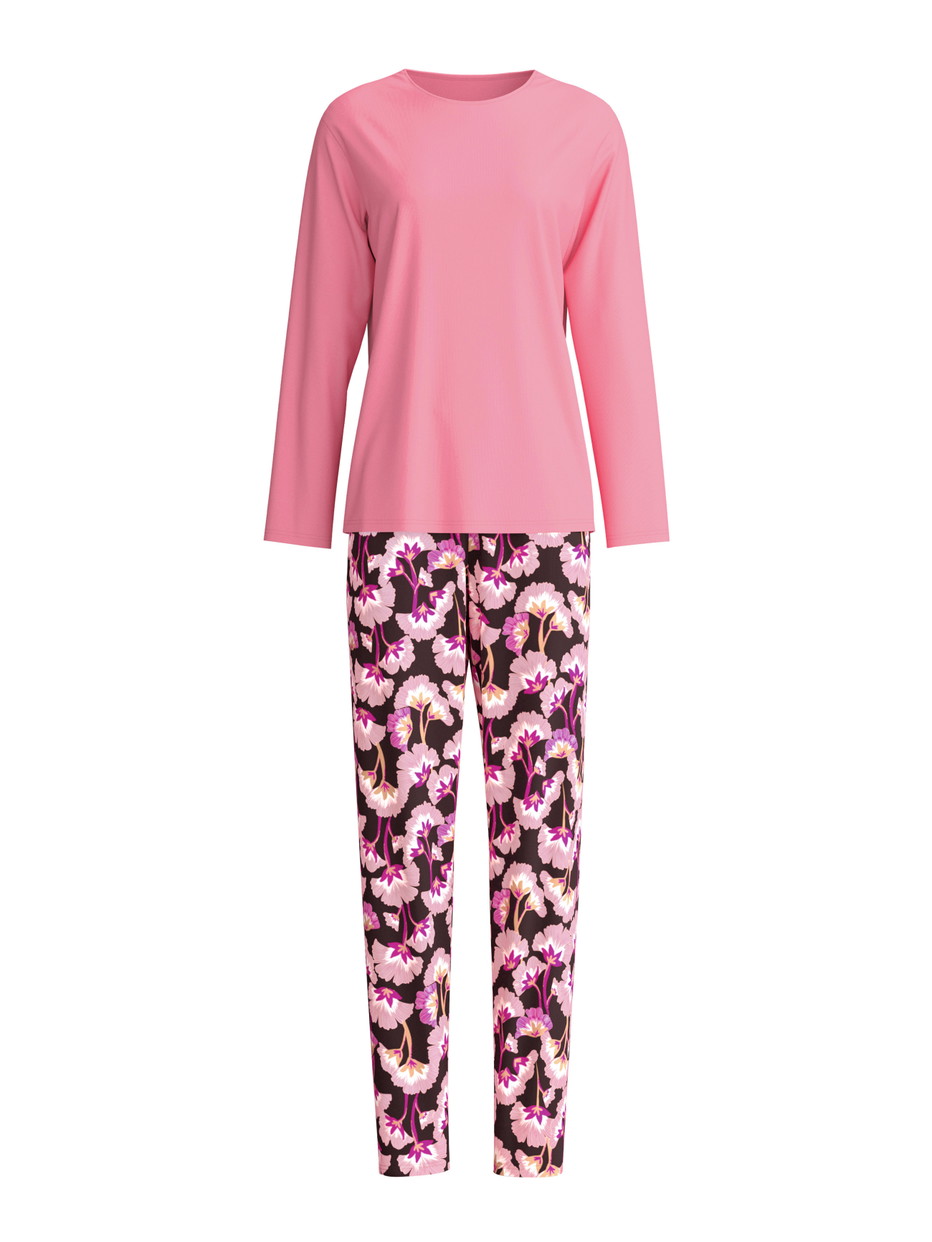 Women - Pyjamas, long made of 100% Cotton in Pink, Floral, from the Autumn Dreams series by CALIDA