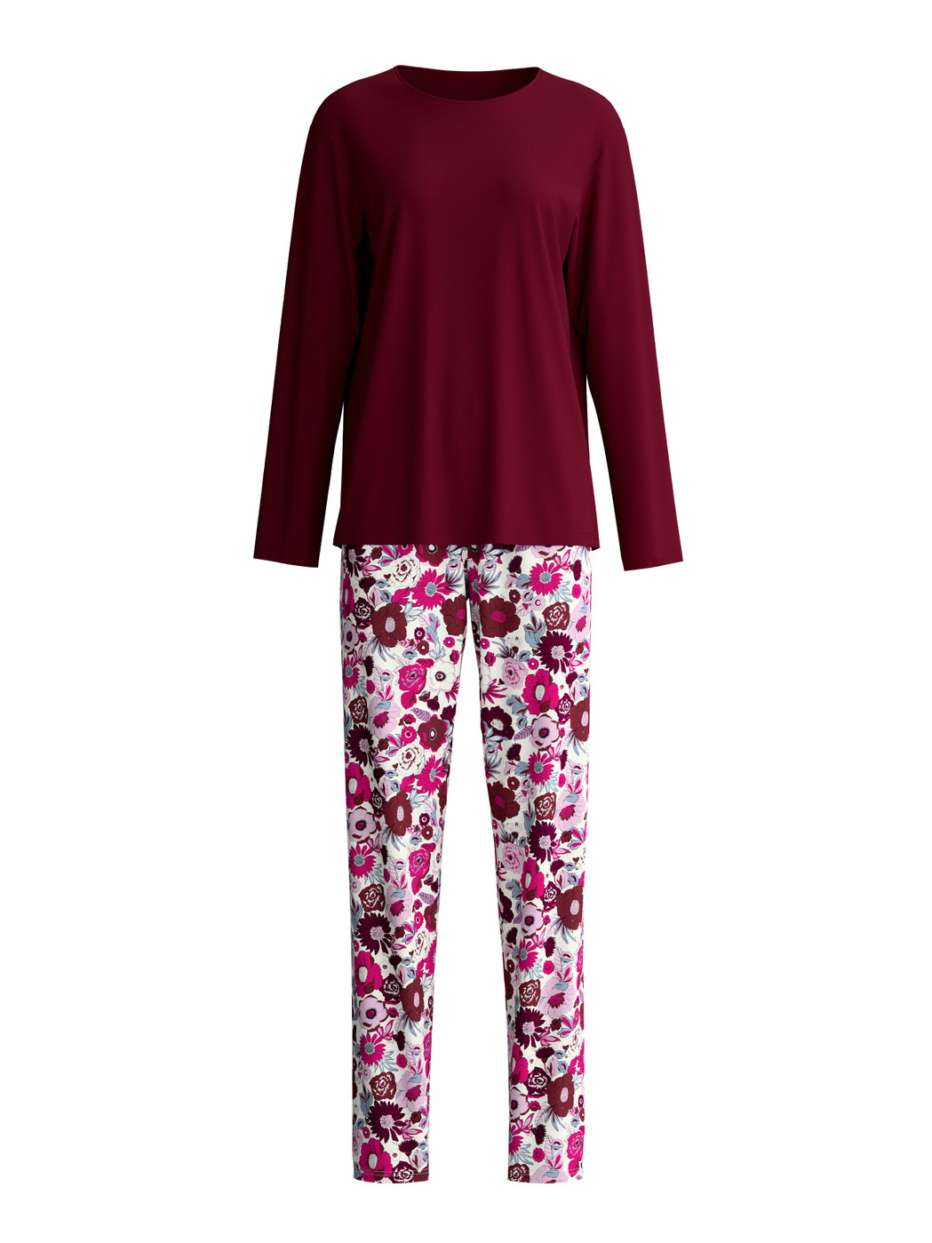 Women - Pyjamas, long made of 100% Cotton in Red, Patterned, from the Season Special series by CALIDA