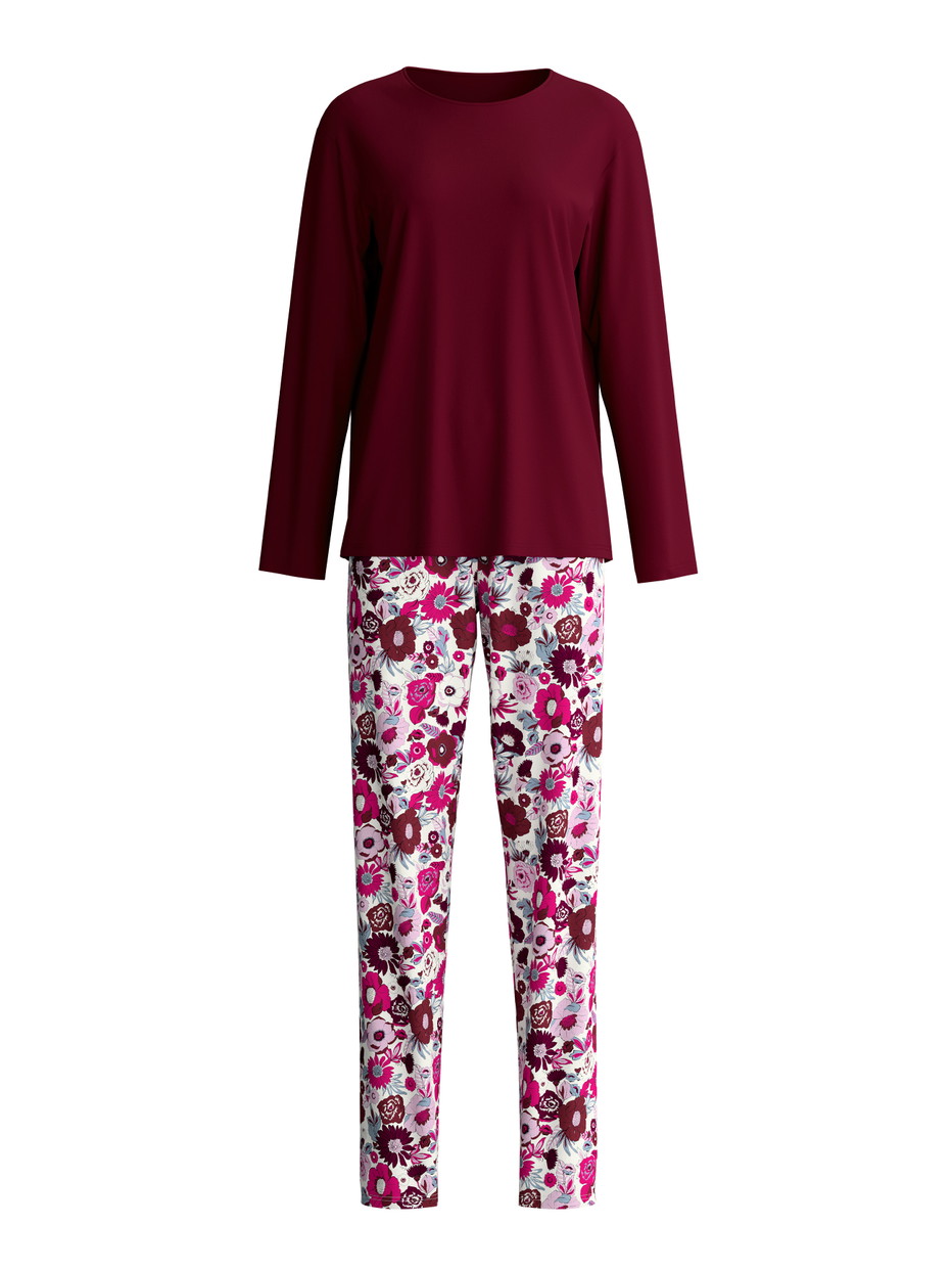 Women - Pyjamas, long made of 100% Cotton in Red, Patterned, from the Season Special series by CALIDA