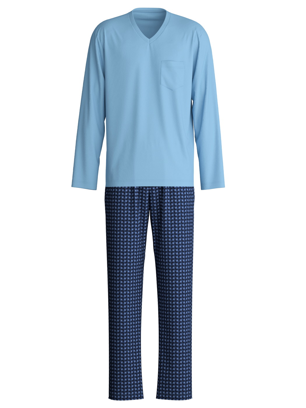 Men - Pyjamas, long made of 100% Cotton in Blue, Checked, from the Relax Streamline 1 series by CALIDA