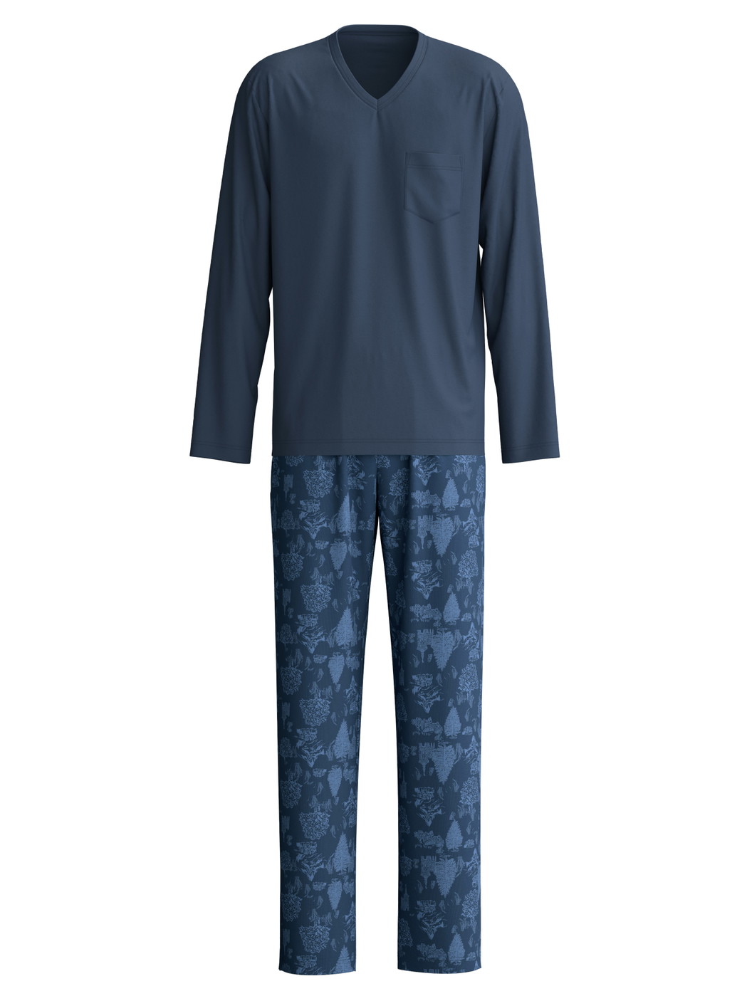 Men - Pyjamas, long made of 100% Cotton in Blue, Patterned, from the Relax Streamline 1 series by CALIDA