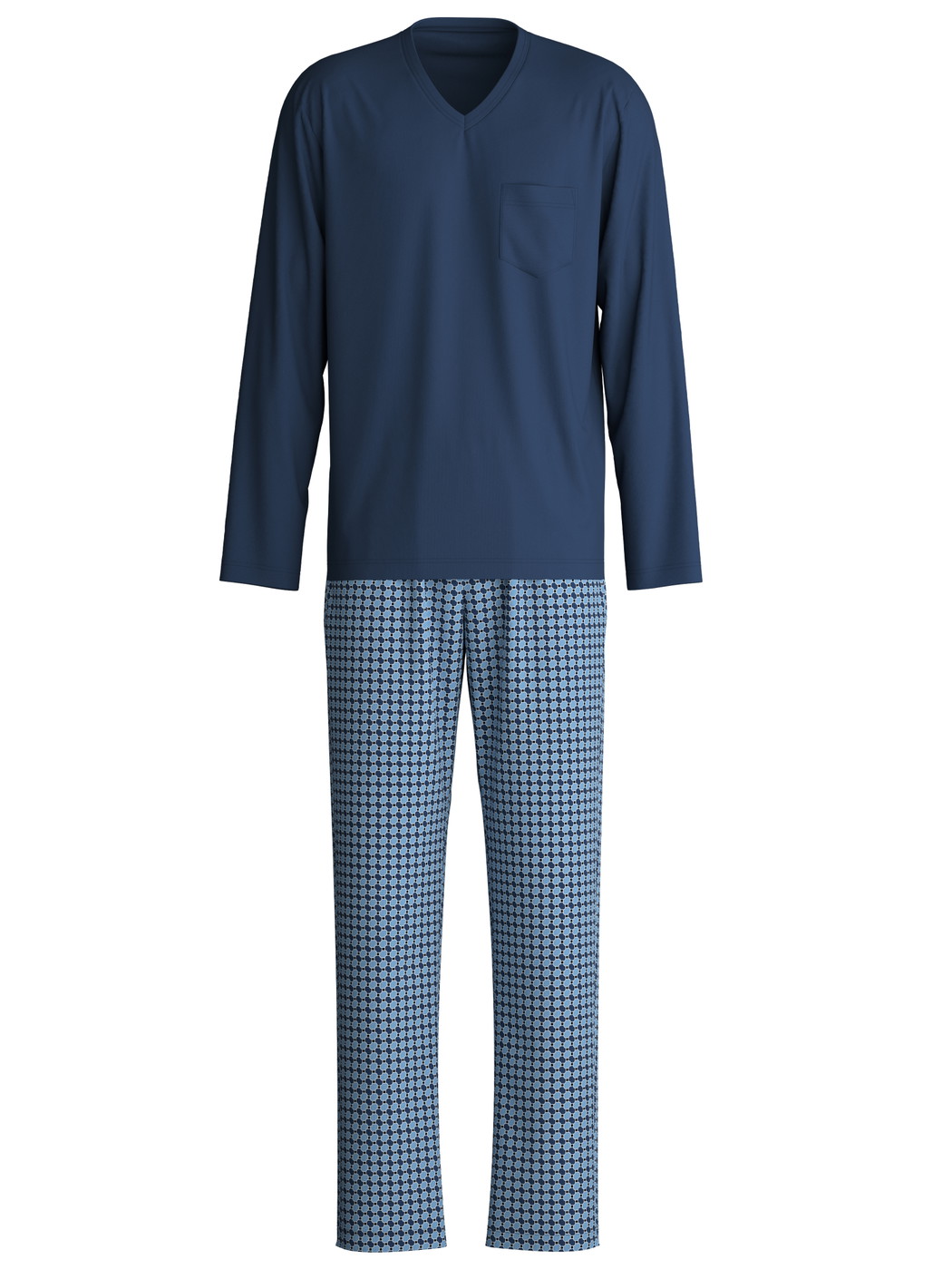 Homme - Pyjama, longue en 100% coton de couleur Bleu, À carreaux, de la série Relax Streamline 2 de CALIDA