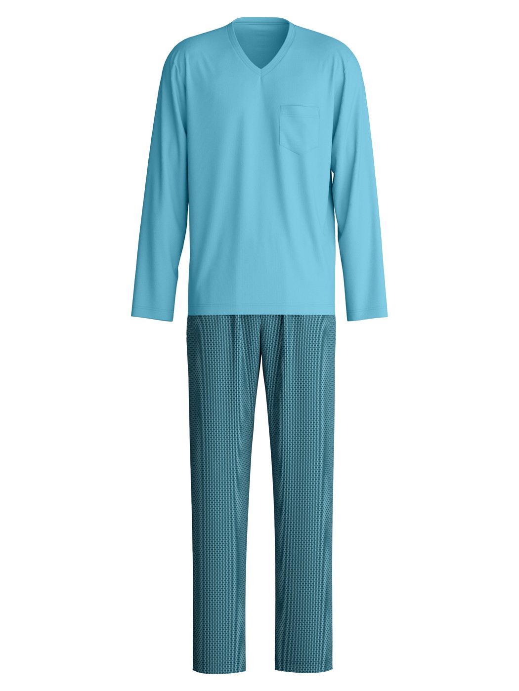 Men - Pyjamas, long made of 100% Cotton in Blue, Patterned, from the Relax Streamline 1 series by CALIDA