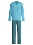 Homme - Pyjama, longue en 100% coton de couleur Bleu, À motifs, de la série Relax Streamline 1 de CALIDA