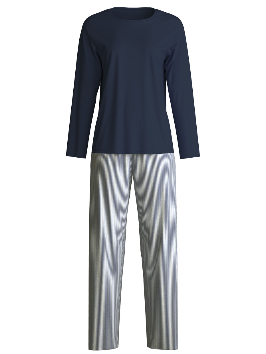Women - Pyjamas, long made of 100% Cotton in Blue, Patterned, from the Cotton Special series by CALIDA
