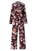 Femme - Pyjama à boutons en 100% coton de couleur Rouge, Floral, de la série Season Special de CALIDA